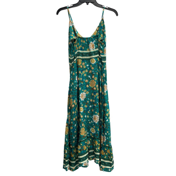 SOLD 🔴 Boho Buys long dress Printed floral fits XS, S green yellow blue - Picture 12 of 16